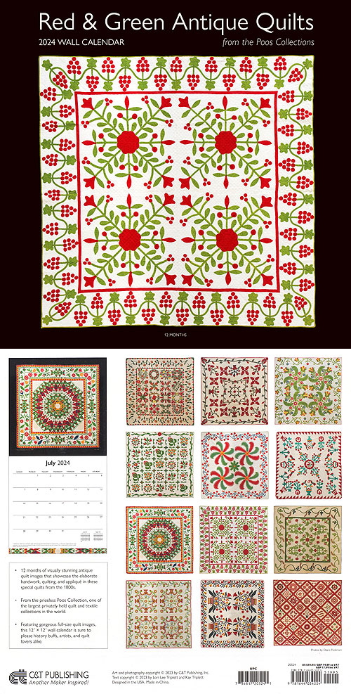 2024 Calendar - Red & Green Antique Quilts