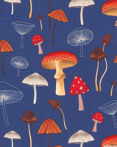 Mushrooms - Toadstools & Funghi - Indigo Blue