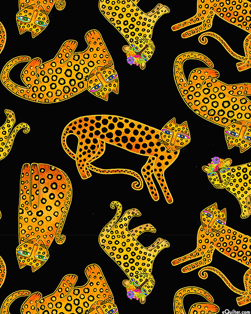 Earth Song - Lounging Leopards - Flat Black/Gold