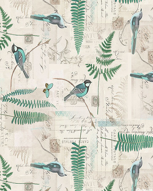 En Bleu - Bird Collage - Chai Beige - DIGITAL