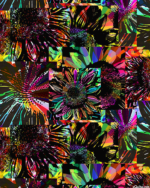 Vibrant Life - Refracted Sunflowers - Black