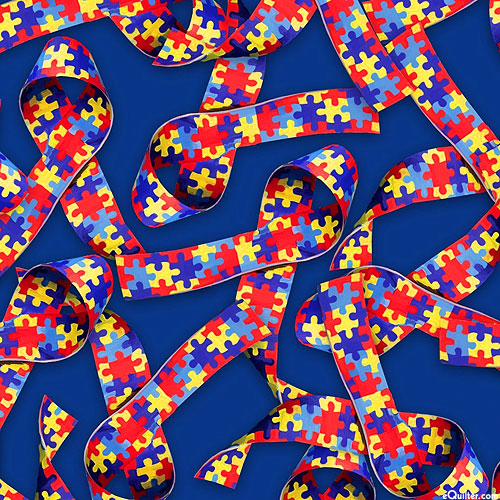 Autism Awareness - Puzzle Ribbons - Royal Blue - DIGITAL PRINT