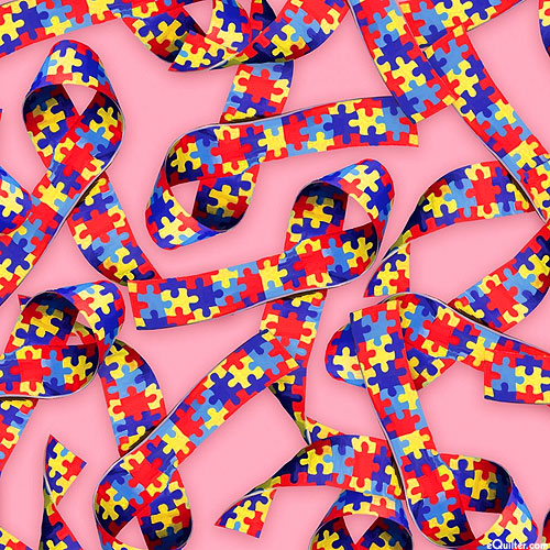 Autism Awareness - Puzzle Ribbons - Pink - DIGITAL PRINT