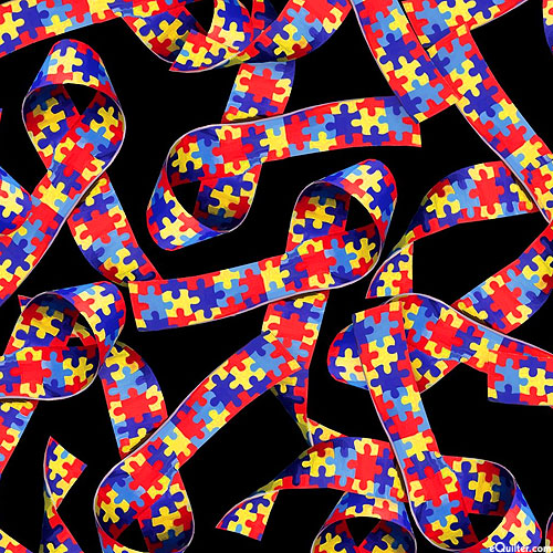 Autism Awareness - Puzzle Ribbons - Black - DIGITAL PRINT