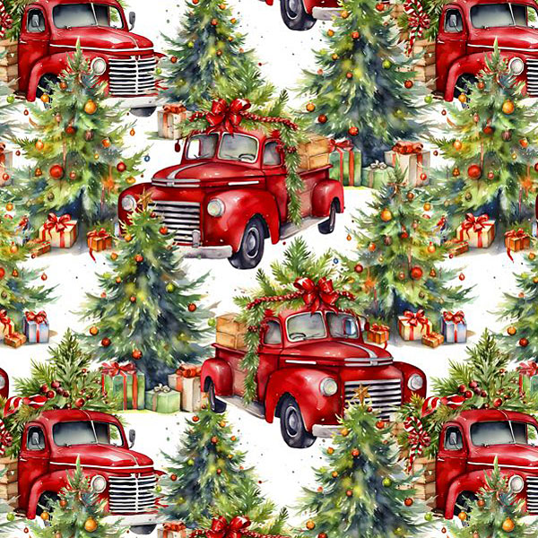 Christmas 2024 - Red Trucks & Trees - Snow White - DIGITAL