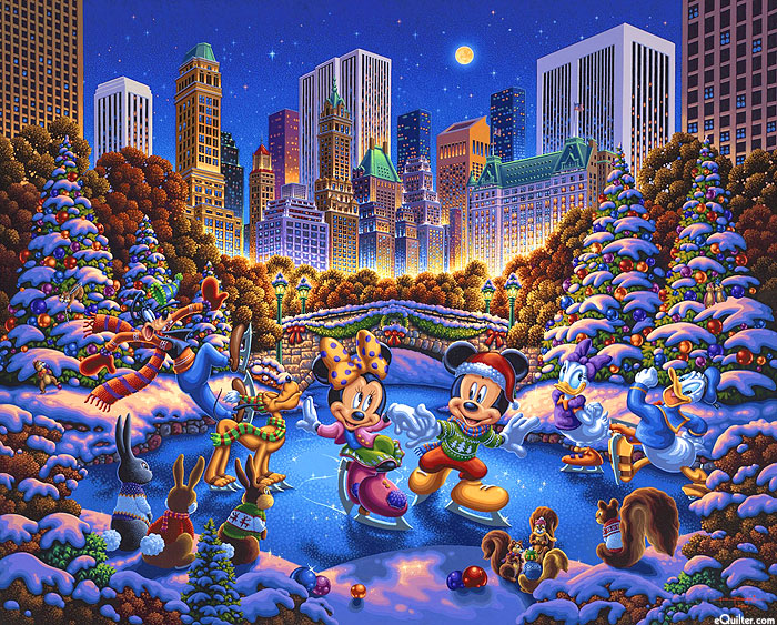 Disney Magic - Skating In The Park - Cerulean - 36" x 44" PANEL