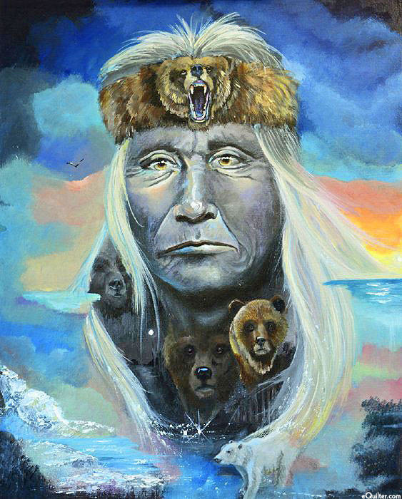 Native American - Chief Bear - Evening Blue - 36" x 44" PANEL