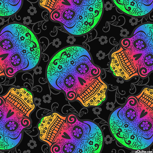 New Novelty - Rainbow Skulls - Black