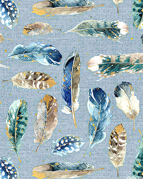 Majestic Birds - Feathers - Denim Blue