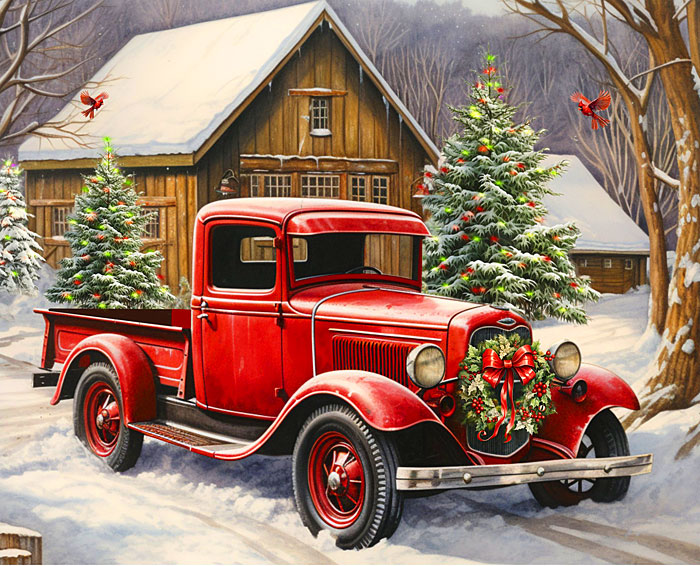 Christmas at the Lodge - Snow White - 36" x 44" PANEL