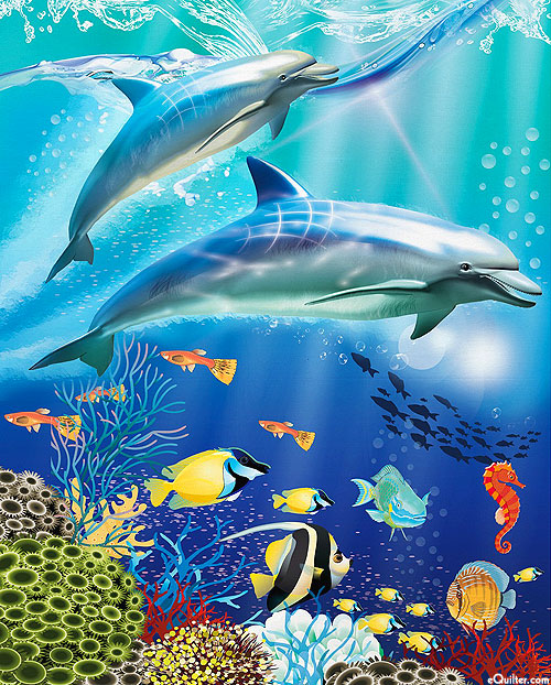 Fantastic Creatures - Ocean Life - Azure - 36" x 44" PANEL
