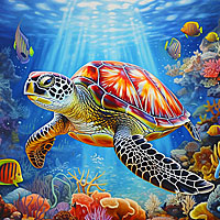 Underwater Sea Turtle - Ocean Blue