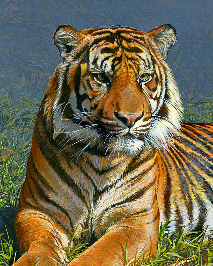 Majesty - Siberian Tiger - Delft - 36" x 44" PANEL