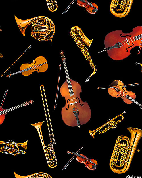 Jazz - Tossed Orchestra Instruments - Black