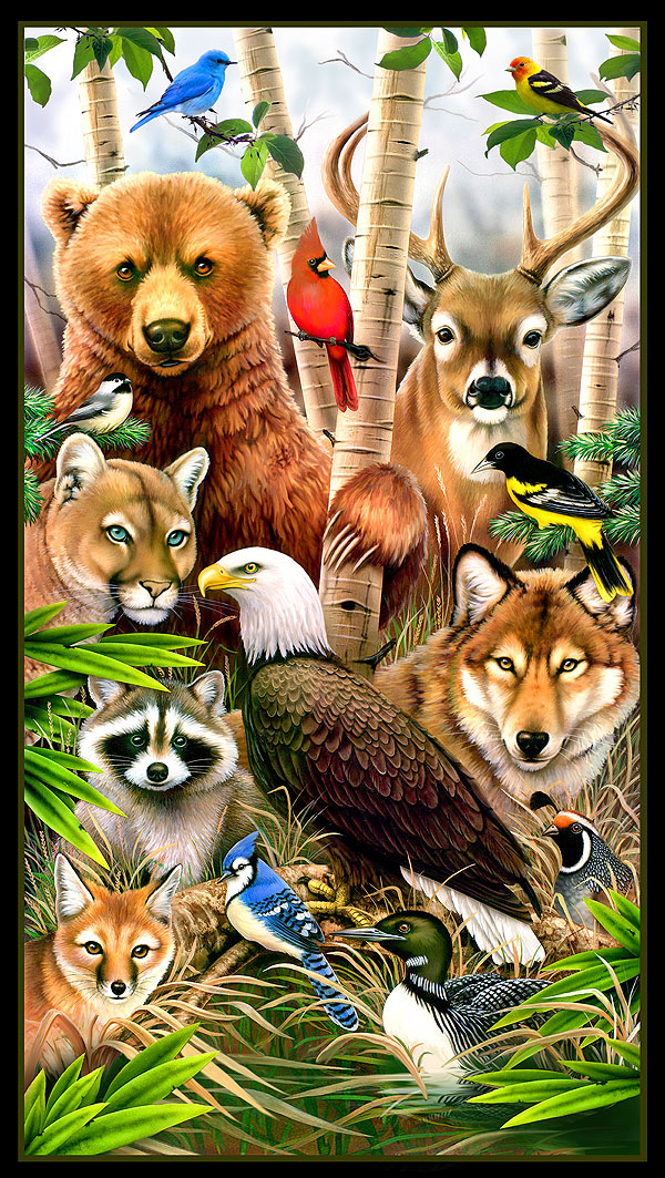 Wildlife Refuge - Wild Animals - Black - 24" x 44" PANEL