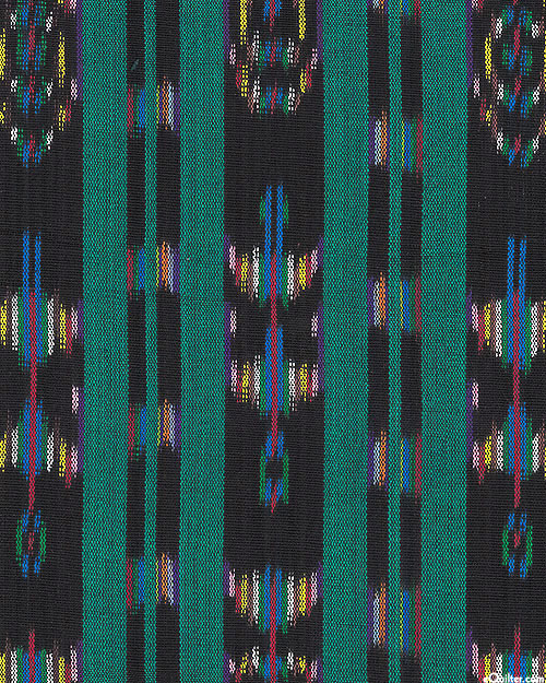 Guatemalan Yarn-Dye - Ikat Dance Stripe - Green - 34" WIDE