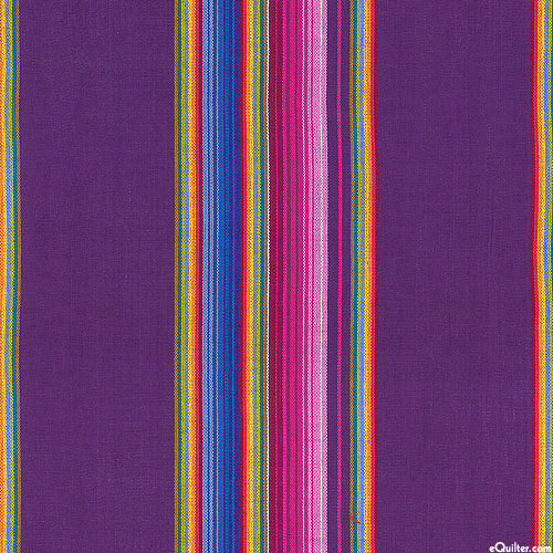 Guatemalan Yarn-Dye - Bold Fiesta Stripe - Purple - 34" WIDE