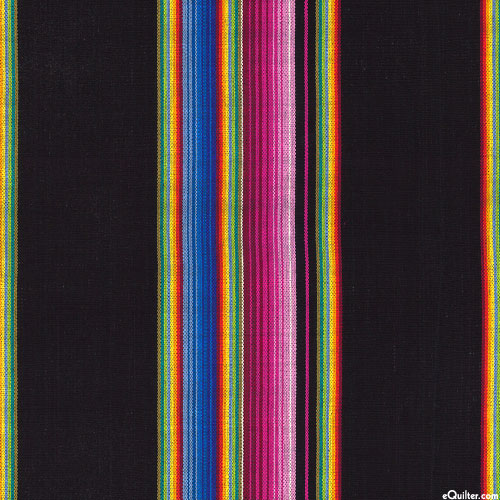 Guatemalan Yarn-Dye - Bold Fiesta Stripe - Black - 34" WIDE