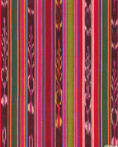 Guatemalan Yarn-Dye - Oasis Ikat Stripe - Fuchsia - 34" WIDE