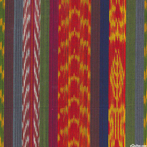 Guatemalan Yarn-Dye - Bold Pacaya Ikat Stripe - Spice - 34" WIDE