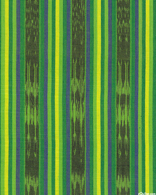Guatemalan Yarn-Dye - Emerald Ikat Stripe - Green - 34" WIDE