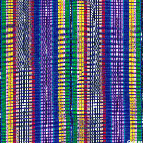Guatemalan Yarn-Dye - Jewel Sparks Stripe - Sapphire - 34" WIDE