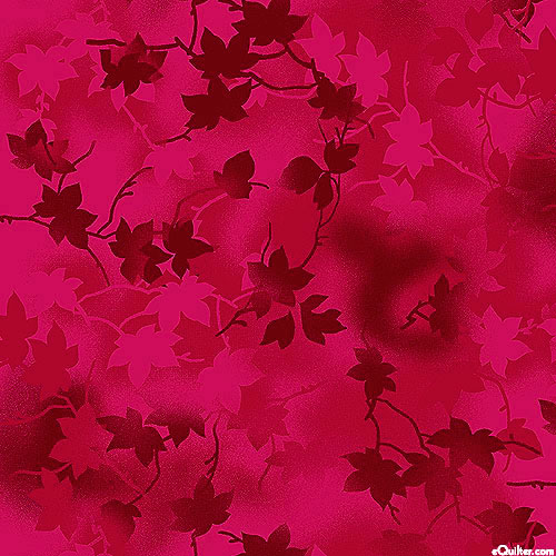 Flights of Fancy - Maple Leaves - Cranberry - 116" QUILT BACKING