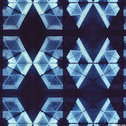 Shibori Dye - Fractured Hexies - Midnight Blue - DIGITAL PRINT