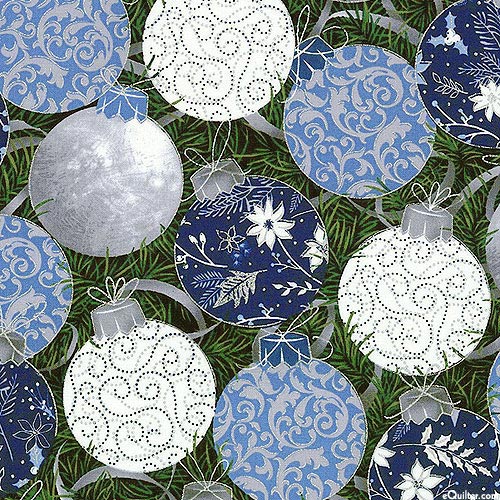Blue Holidays - Shimmering Tree Bulbs - Delft Blue/Silver