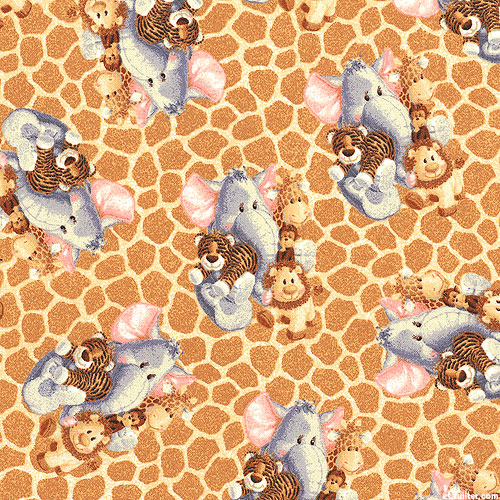 Jungle Babies On Giraffe Print - Caramel Brown