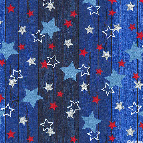 Stars & Wood - Navy Blue/Silver Glitter