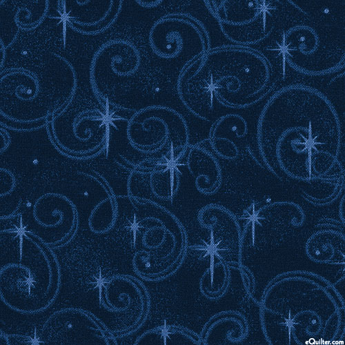 Swirls and Stars - Midnight Blue