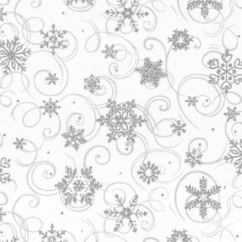 Snowflakes - Windy Winter - White/Glitter