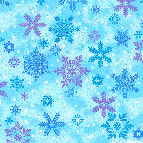 Snowflakes - Windy Winter - Bahama Blue/Glitter