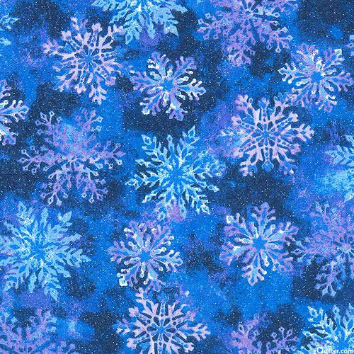 Fabric Traditions Snowflakes - Falling - Midnight Blue/Glitter