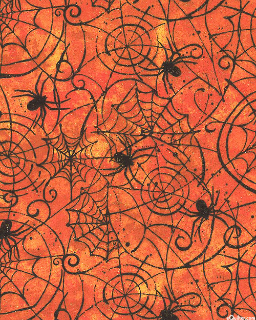 Spider Web - Traditional Spooky - Tangerine/Glitter