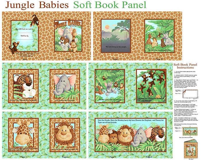 Jungle Babies Soft Book - Honey - 36" x 44" PANEL