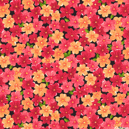 Packed Small Floral - Rhubarb Red