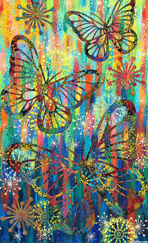 Butterfly Fields - Rainbow Wings - Multi - 25" x 44" PANEL