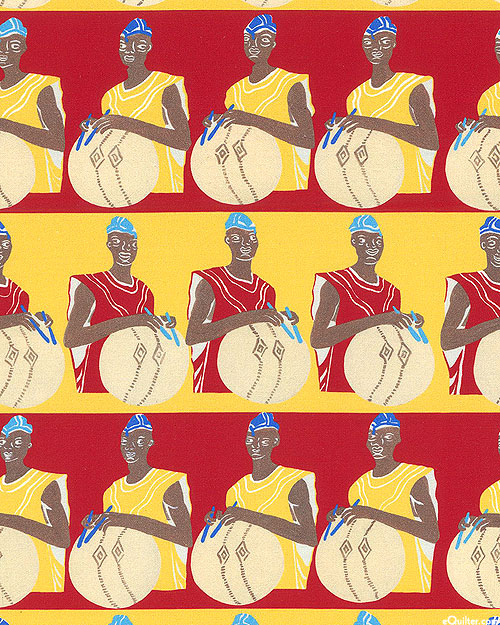 Tropical African - Drummer Men Stripe - Cherry Red