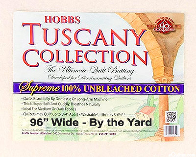 Hobbs Tuscany Batting - 100% Unbleached Cotton - 96" Wide