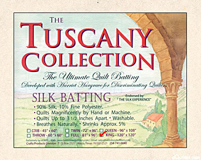 Hobbs Tuscany Batting - 90% Silk/10% Poly - King 120" x 120"