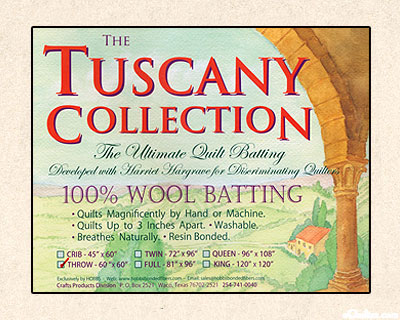 Hobbs Tuscany Batting - 100% Wool - Throw 60" x 60"