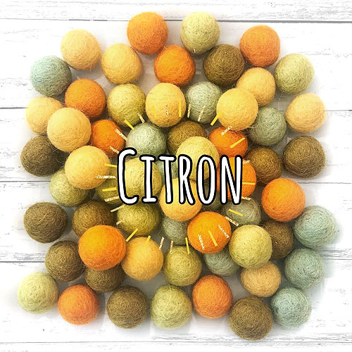Hand-Felted Wool Balls - 2 CM - Citron