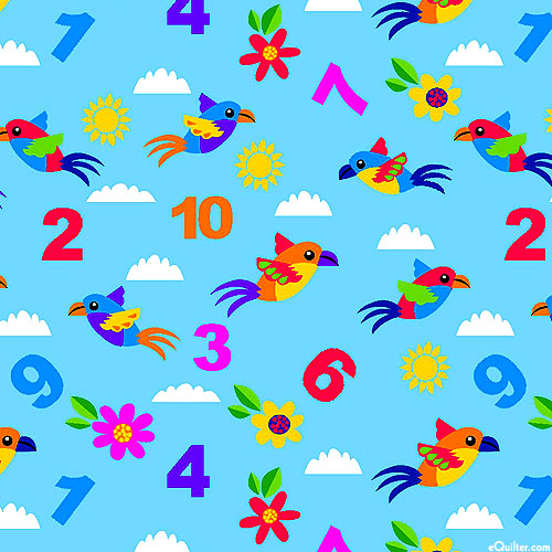 Cheerful & Colorful - Counting Birds - Sky Blue