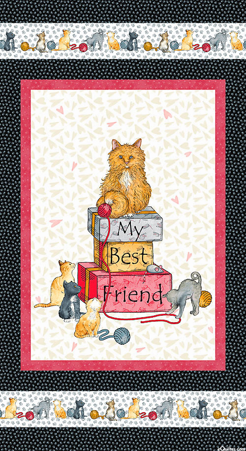 Cat Rescue - Best Friend - Charcoal - 24" x 44" PANEL