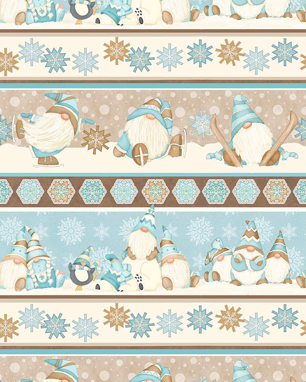 I Love Sn'Gnomies - Winter Gnomes Stripe - Cream - FLANNEL