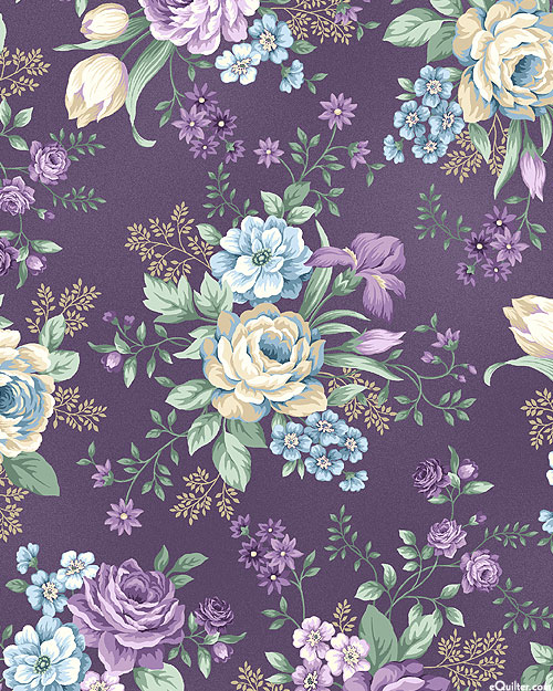 Twilight Garden - Bouquet Bliss - Dk Lavender - FLANNEL