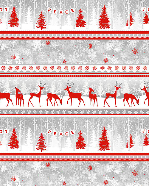 Winter Frost - Santa's Helpers Stripes - Pewter Gray - FLANNEL