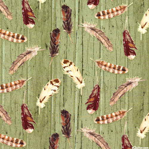 Moose Lodge - Forest Feathers - Lt Olive